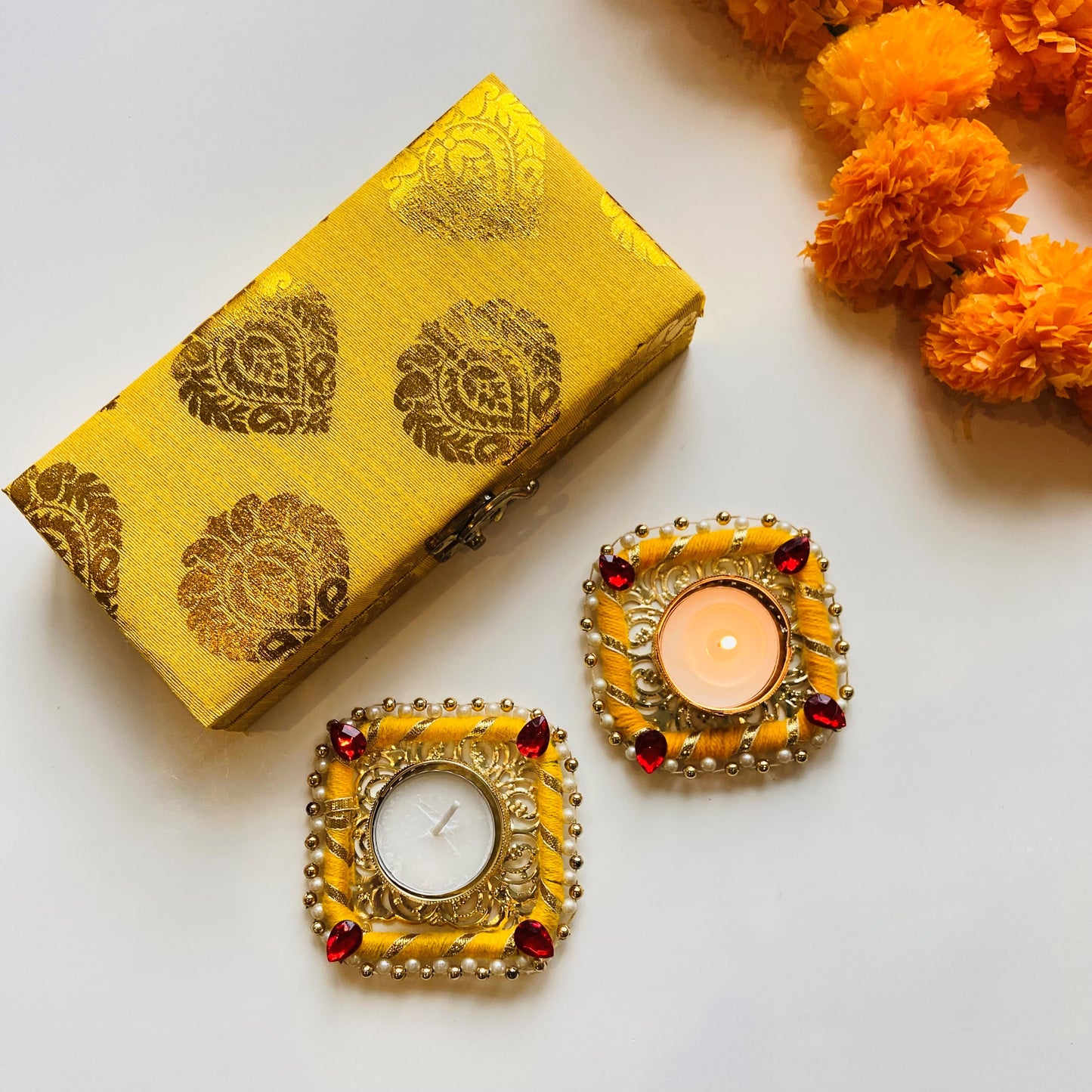 Diyas Gift Box - Tea Light Holder - Orange