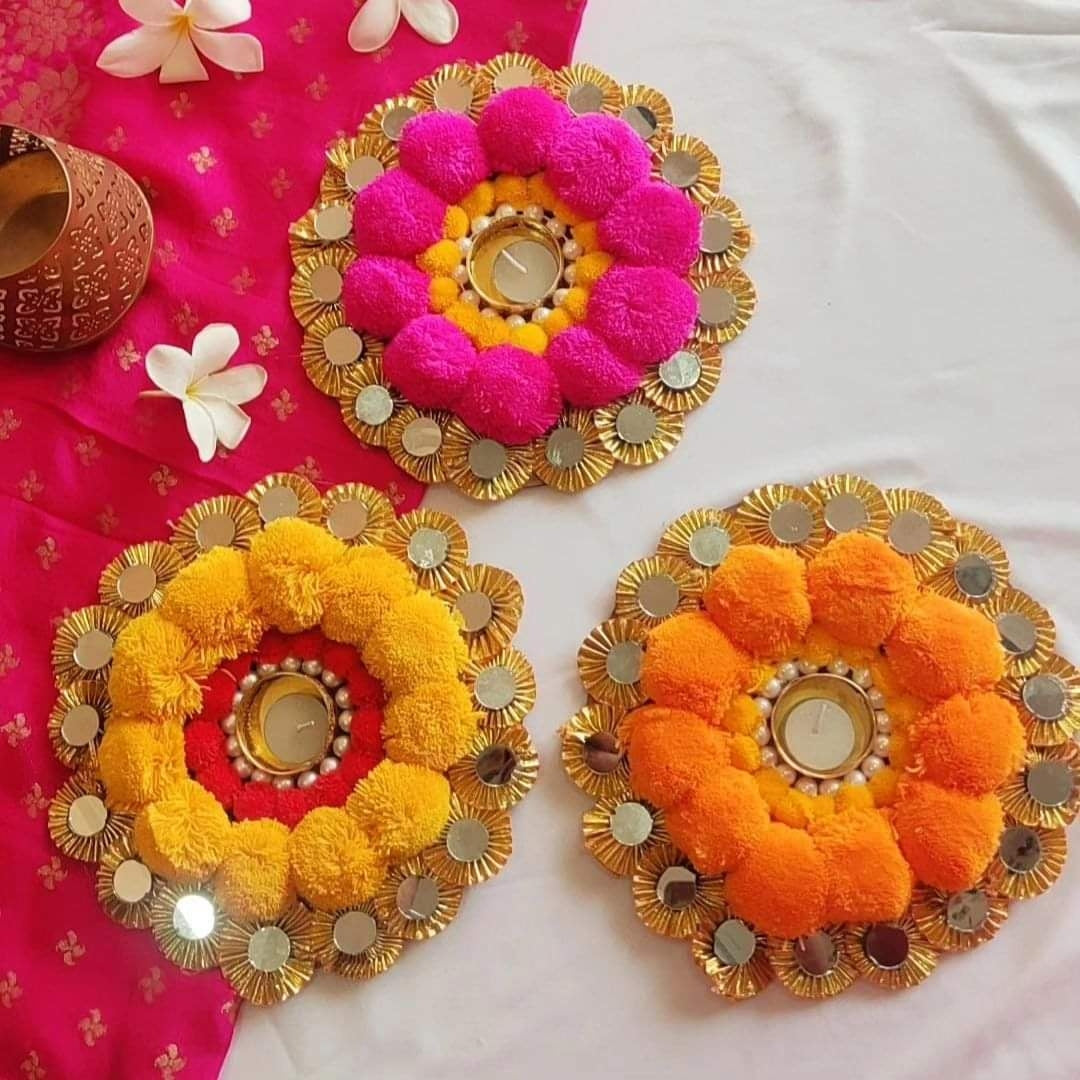 Yellow Floral Rangoli Plate