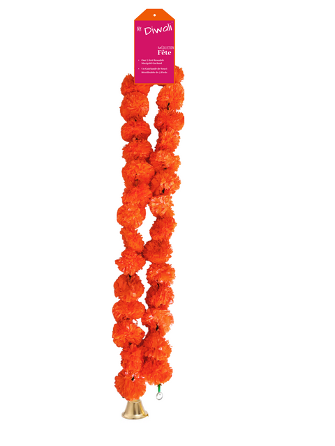 Single Strand Orange Marigold Garland with Bell