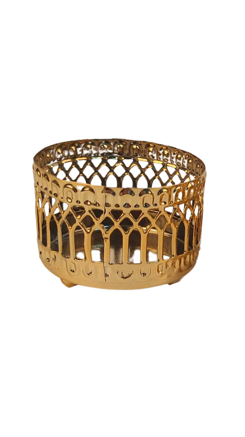 Laser Cut Metal Diya - Gold