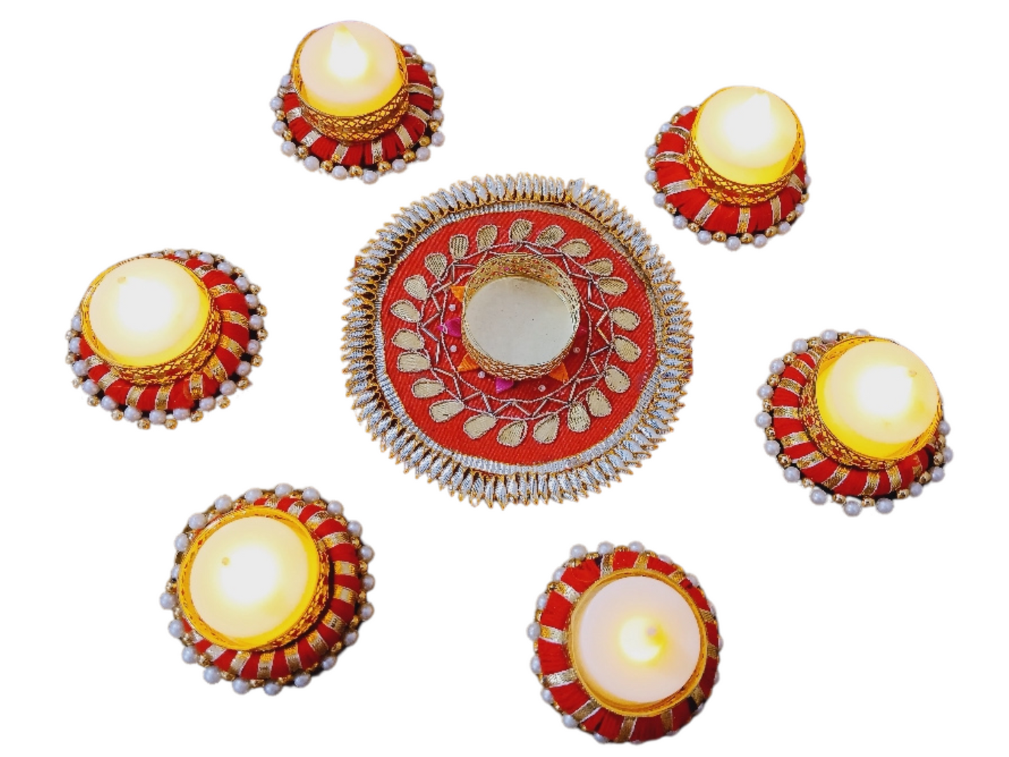 Radiant Diwali Delight: Tea Light & Rangoli Set