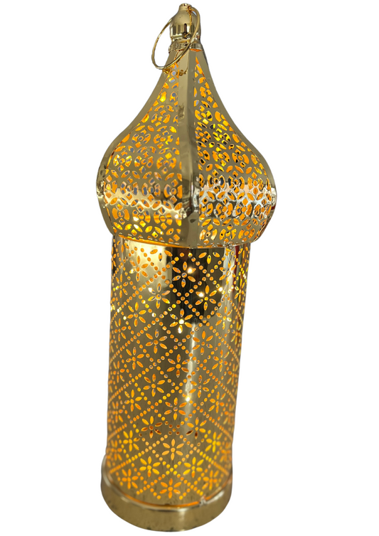 Medium Mosaic Lantern - Gold with LED Light and Battery Operated