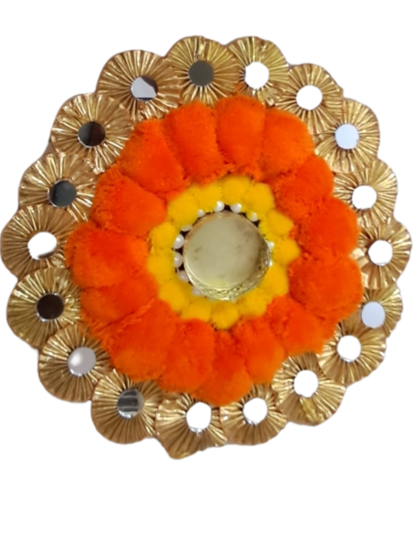 Orange Floral Rangoli Plate