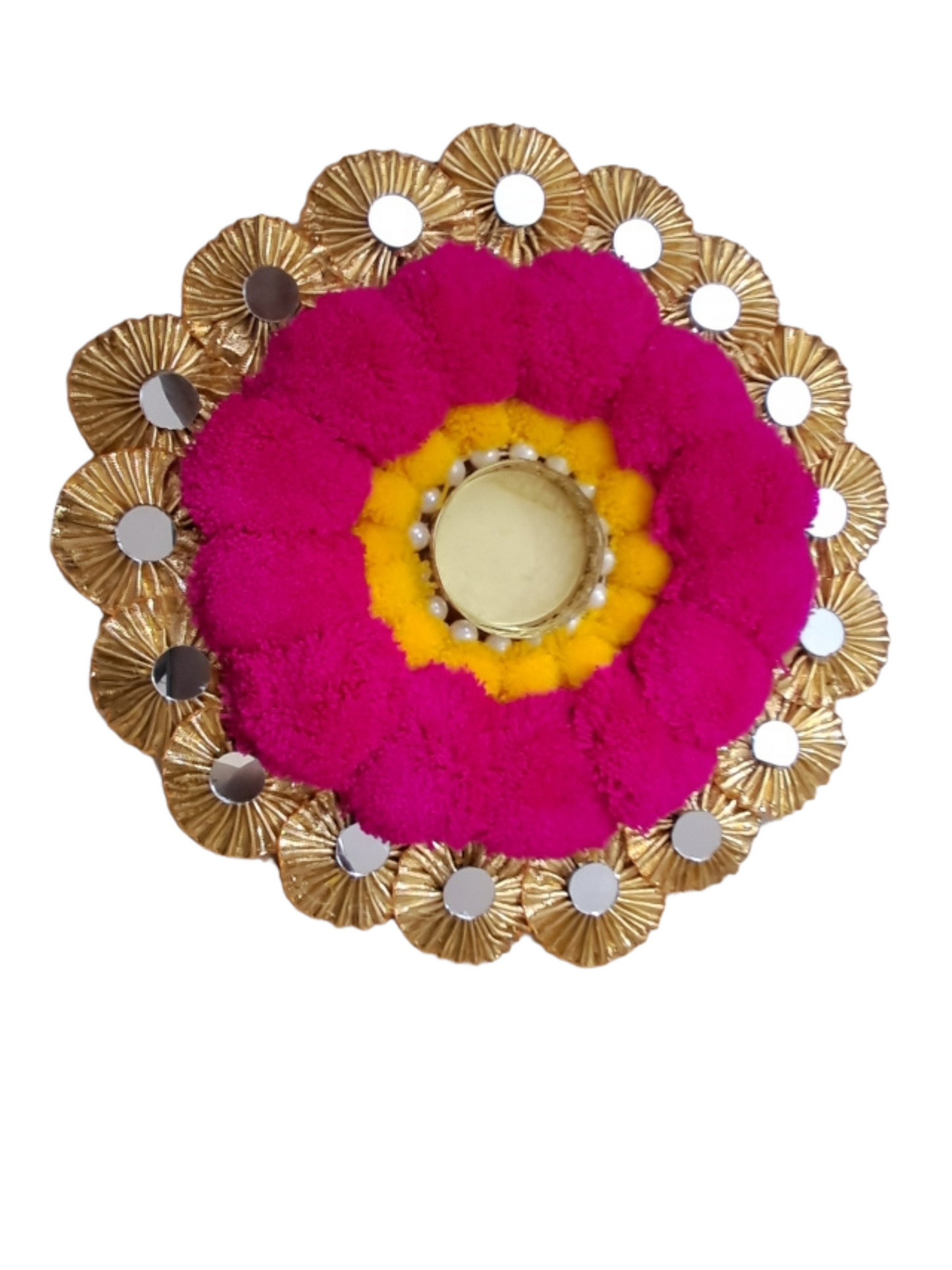 Pink Floral Rangoli Plate