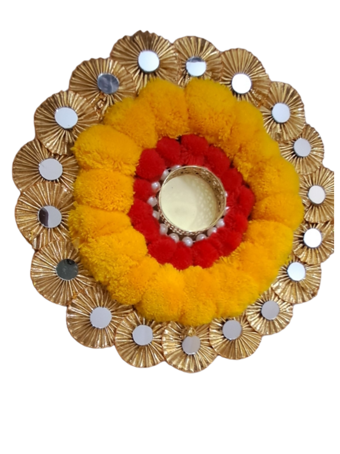 Yellow Floral Rangoli Plate