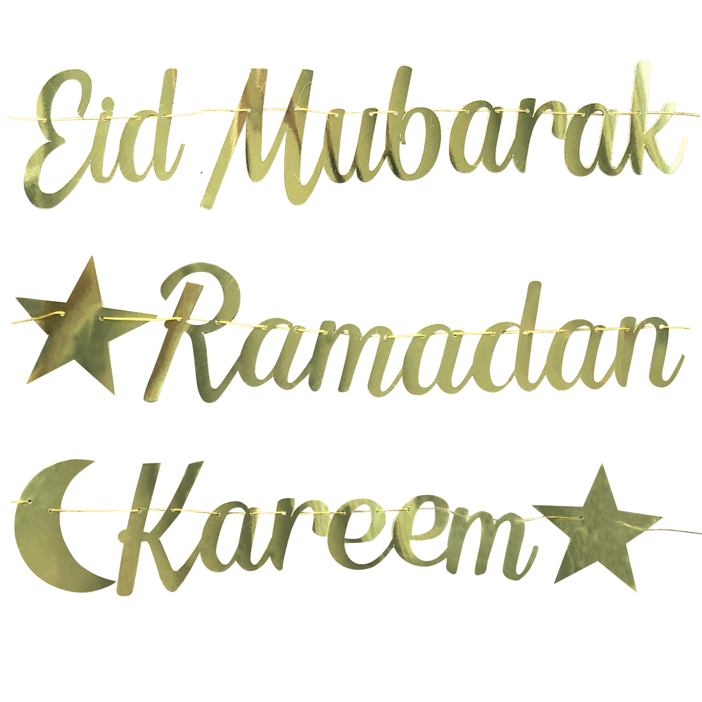 Gold Cursive Eid Mubarak and Ramadan Kareem Banner - UAE