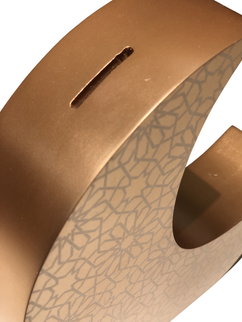 Crescent Moon Charity (Sadaqah) Coin Bank - White and Rose Gold