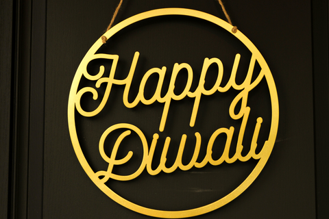 Traditional Gold Happy Diwali Round Door Sign