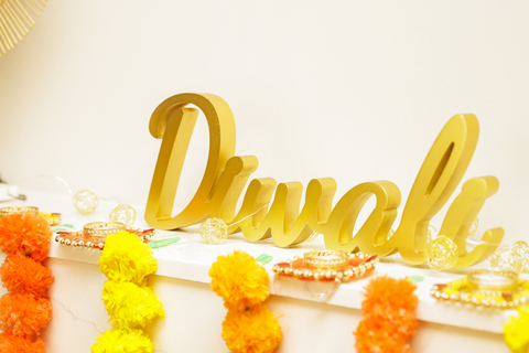 Traditional Gold Diwali Table Sign