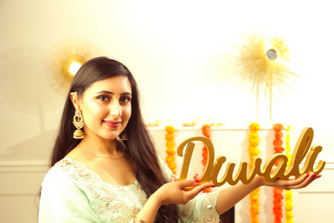 Traditional Gold Diwali Table Sign