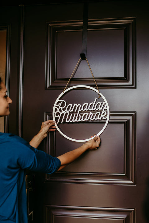 Ramadan Mubarak Door Decor in Rose Gold