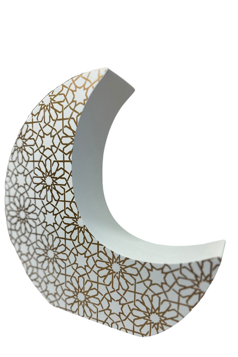 Crescent Moon Charity (Sadaqah) Coin Bank - White and Rose Gold