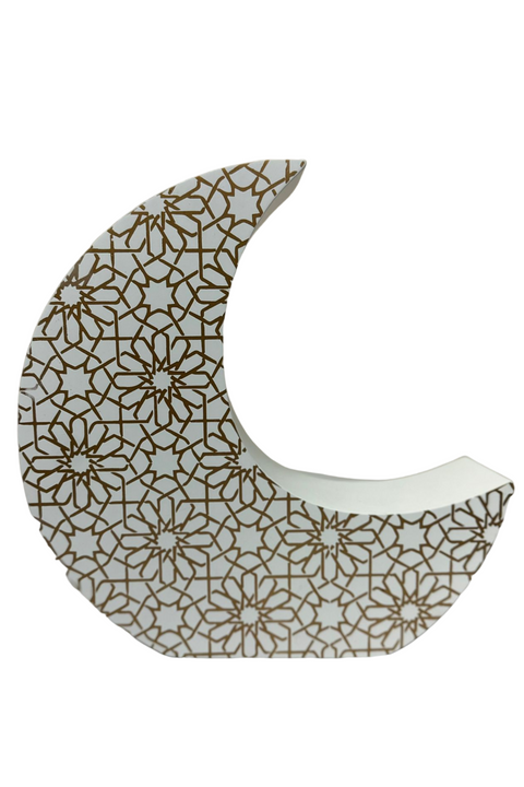 Crescent Moon Charity (Sadaqah) Coin Bank - White and Rose Gold