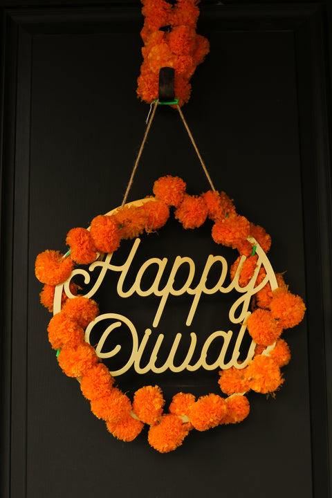 Traditional Gold Happy Diwali Round Door Sign