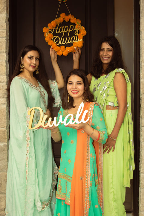 Traditional Gold Happy Diwali Round Door Sign