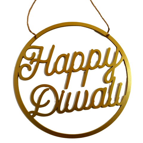 Traditional Gold Happy Diwali Round Door Sign