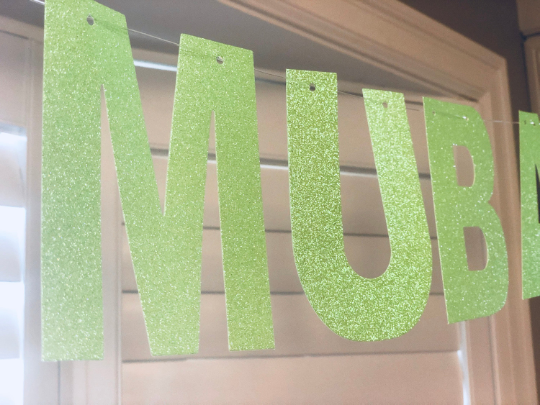 Two Lime Green Sparkle Banners: Ramadan Mubarak and Eid Mubarak Banners