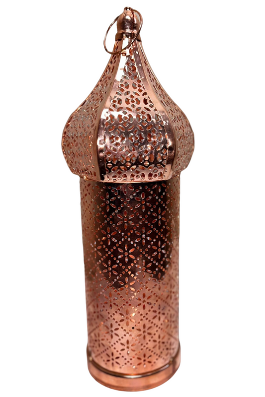 Medium Mosaic Lantern - Rose Gold with LED Light and Battery Operated