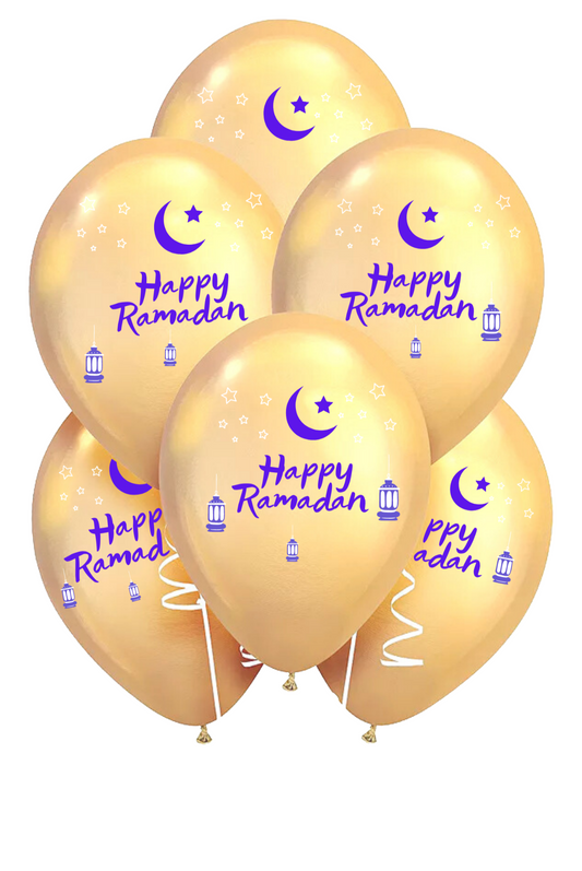 Happy Ramadan Balloons - 10,  Twelve Inch balloons per package