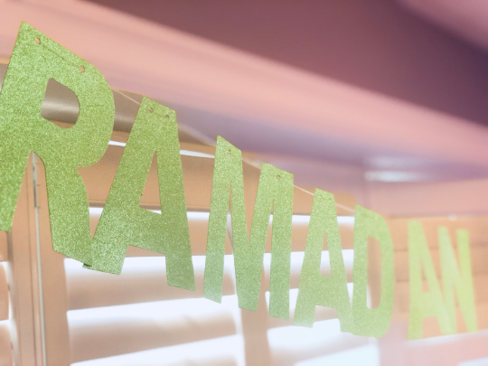 Two Lime Green Sparkle Banners: Ramadan Mubarak and Eid Mubarak Banners